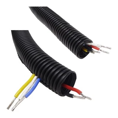 DUN-BRI GROUP Black Conduit Split & UnSplit Solid Tube Flexible Convoluted Trunking Cable Tidy