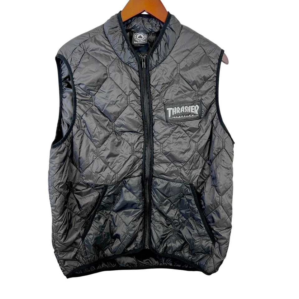Chaqueta chaleco Thrasher Magazine para hombre talla grande con logotipo - negra Foto 1 de 4