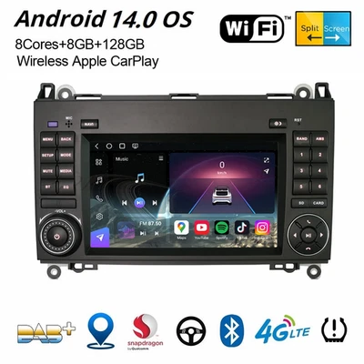 128GB Android 14 GPS CarPlay Autoradio Mercedes A/B Klasse Vito Viano VW Crafter - Bild 1 von 4