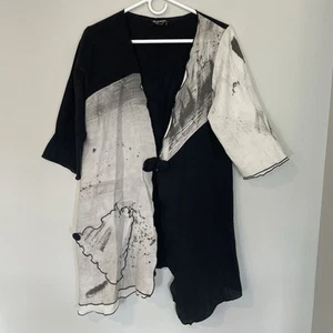 Lee Andersen Cardigan Art to Wear Small Lagenlook Mixed Media Black Topper - Picture 1 of 8
