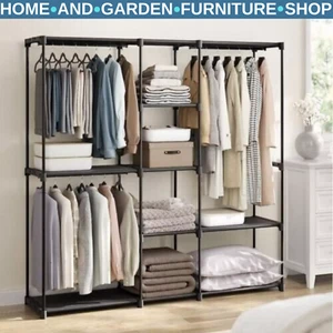 Industrial Open Wardrobe Clothes Rail Rack Bedroom Storage Metal Unit Shelves - Picture 1 of 12