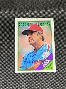 Lee Elia Philadelphia Phillies Manager Signed Auto 1988 Topps #254 ~ COA