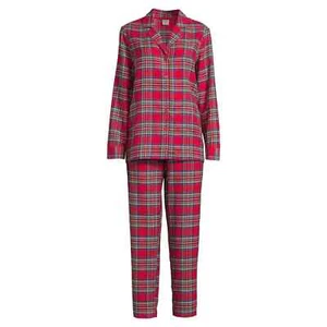 Holiday Time Women Matching Family Red Plaid Flannel Pajama 2PC Set XL 16-18 - Picture 1 of 4