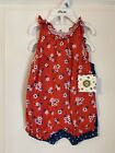 Little Me Girls 6 month pink/red, blue floral Ruffle rompers 2 piece. New NWT