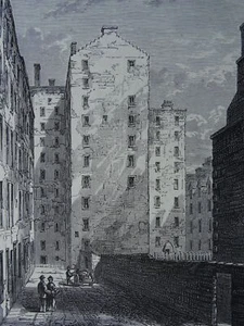 Edinburgh PARLAMENT NAHANSICHT VOM COWGATE Original viktorianischer Druck um 1881 - Bild 1 von 2