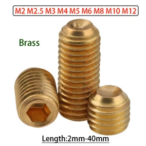 Brass Grub Screws Cup Point Allen Socket Sets M2 M2.5 M3 M4 M5 M6 M8 M10 M12 - Picture 1 of 85