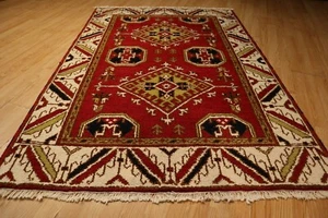 4x6 KAZAK TRIBAL HERIZ Geometric Vegetable Dye Handmade knotted Wool Rug 585328 - Picture 1 of 12