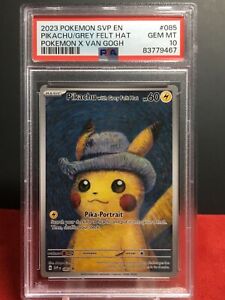 Red Dot Error Pikachu with Grey Felt Hat 085 - Pokémon x Van Gogh Promo  PSA 10