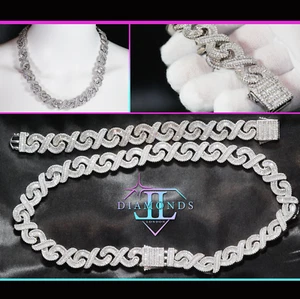 Simulated Diamond Infinity Link Chain, MensBaguette Diamond Infinity Link Chain - Picture 1 of 10