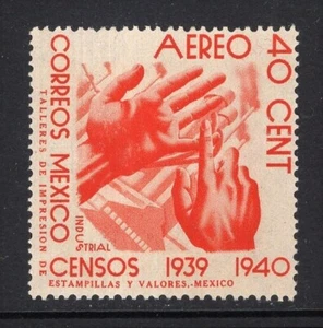 Mexico 1939 Census 40c Airmail WITHOUT WATERMARK MNH #C101var Sanabria 156a Rare - Picture 1 of 2