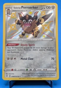 Galarian Perrserker SV087/SV122 Pokémon TCG 2021 Rare Shiny Holo Shining Fates - Picture 1 of 3