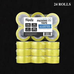 24 rollos grandes cartón sellado embalaje transparente caja envío cinta 2 mil 2" x 110 yardas - Imagen 1 de 6