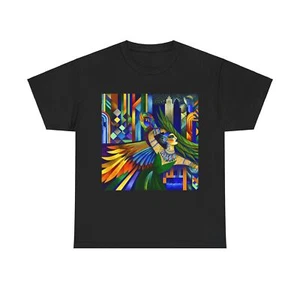 Camiseta Unisex Adulto Vibrante Art Deco Mujer-Pájaro Estilo Vintage Gráfico Camiseta Divertida - Imagen 1 de 12