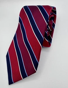 Chaps By Ralph Lauren Repp Silk Tie Red And Navy Men Necktie 60 X 3.5” All Silk. - Picture 1 of 7