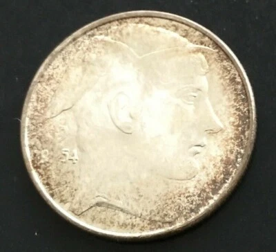 Moneda de 20 francos de plata de Bélgica 1954 fecha clave en tono UNC/BU estado KM 140,1  Foto 1 de 4