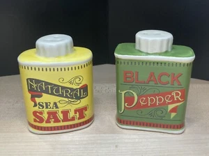 VINTAGE-LOOKING SALT & PEPPER SHAKERS - NATURAL SEA SALT & BLACK PEPPER - PIER 1 - Picture 1 of 6