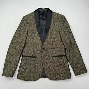 J. Ferrar Men's Spotted Tiny Cheetah Print Slim Suit Jacket Size 36 Tan Black - Picture 1 of 12