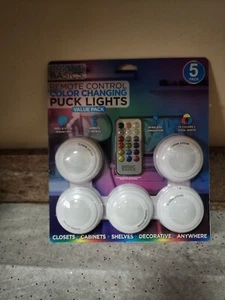 5PCS Wireless LED Puck Lights 13 Color Changing Closet Under Counter Remote - Picture 1 of 8