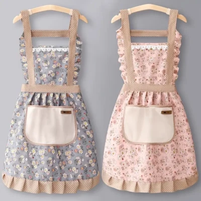 Floral Cute Apron Smock Pocket Lace Princess Dinner Cooking Bar Pinafore - Image 1 of 4