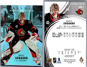 22-23 TRILOGÍA ESTRENOS NIVEL 1 - MADS SOGAARD RC/999 #138 OTTAWA SENATORS - Imagen 1 de 1