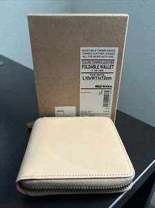 Muji Italian Tanned Leather Foldable Wallet Raw White - Picture 1 of 5