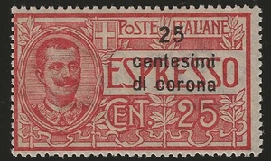 1921 Dalmazia - 25 c. di corona su 25 c. rosso Espresso MNH** - Picture 1 of 1