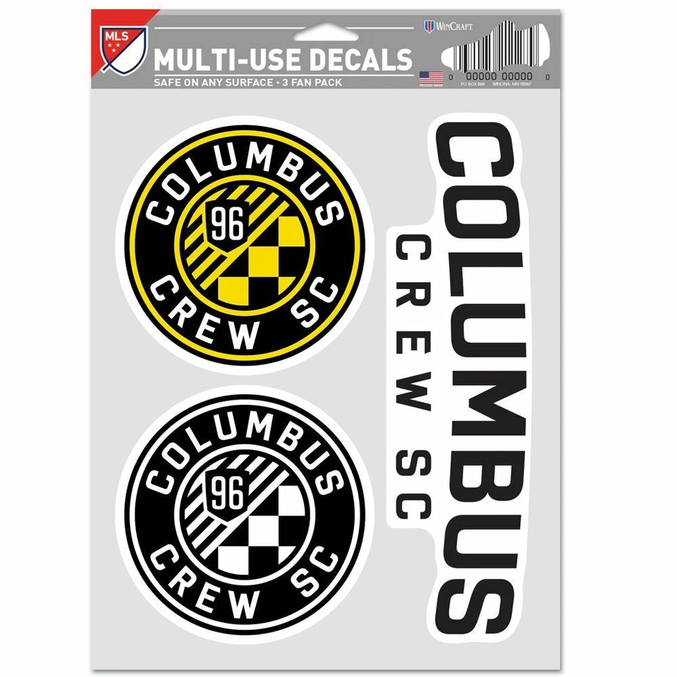 COLUMBUS CREW SC 3-MULTI USE DECALS FAN PACK NEW WINCRAFT ⚽ - Image 1 of 1
