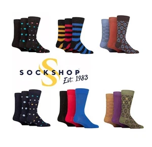 Calcetines de bambú para hombre SOCKSHOP moteados manchas rayas varios diseños - Paquete de 3 pares - Imagen 1 de 13