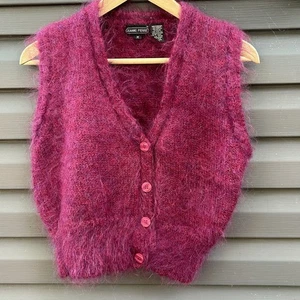 Vintage Jeanne Pierre Mohair Pullover Weste Gr. Medium 80er Jahre ärmellos V-Ausschnitt - Bild 1 von 7