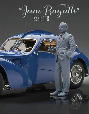 FIGURA NON DIPINTA Jean Bugatti per CMC, Bugatti 57 SC, BAUER, AUTOart... - Immagine 1 di 4