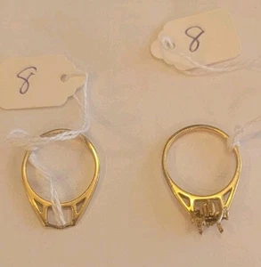 2 Brass Rings No Stones As Is Size 8 - Picture 1 of 3