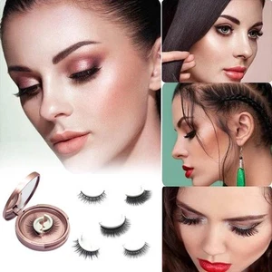1 Pair Reusable Self Adhesive Eyelashes Glue Free Waterproof False Eyelashes No - Picture 1 of 12