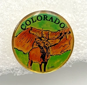 Vintage Colorado Elch Bergseite Emaille Anstecknadel Abzeichen Mütze Jacke Souvenir 1993 - Bild 1 von 4