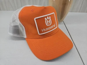 Truckermütze Kappe Husqvarna orange Stoff weiß Netz Druckknopflasche Kettensäge - Bild 1 von 9