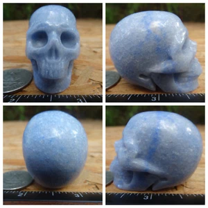 1.95" Blue Aventurine Quartz Stone Skull Hand Carved 3.2oz 91.4g Crystal Healing - Picture 1 of 12