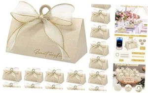 50Pcs Wedding Candy Boxes, Beige Wedding Favor Boxes Chocolate Treat Gift - Picture 1 of 8