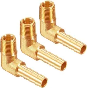 3 PIEZAS Latón 1/8" NPT Macho a 1/4" Barba 90 Grados Codo Rosca Tubo Manguera Barba F... - Imagen 1 de 3