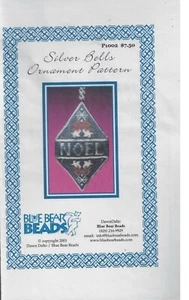 Blue Bear Beads-Silver Bells Ornament Pattern- Beaded Ornament OOP - Picture 1 of 2