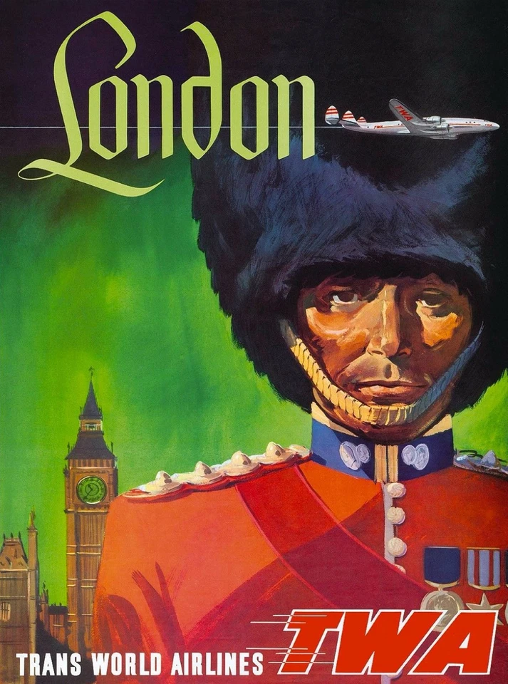 London Fly TWA England Great Britain Vintage Travel Advertisement Art Poster - Image 1 of 1