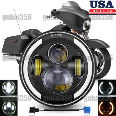Proyector de faros LED de 7 pulgadas con intermitente para motocicleta Harley-Davidson Foto 1 de 4