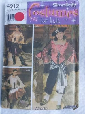 Simplicity 4912 Girl's Pirate Costume Pattern Sz 7-14 - Image 1 of 2