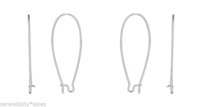 24 Extra Long SILVER Plated Stainless Steel KIDNEY Ear Wires Earrings 47x21mm - Изображение 1 из 2