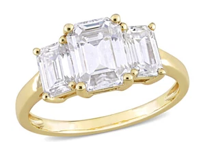 2.70 Carat (ctw) Lab-Created Three-Stone Moissanite Engagement Ring 10K Gold - Picture 1 of 5