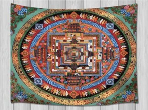 Tibetan Buddhism Tapestry Wall Hanging Large Mandala Mystical Fabric Room Decor - Picture 1 of 6