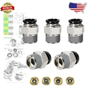 Versatile Push-to-Connect Fittings, 1/2" OD x 1/2" NPT - Set of 20 Durable Units - Picture 1 of 9