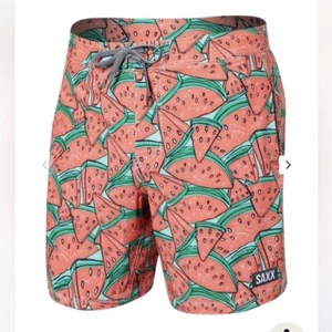 Saxx Betawave 2N1 Swim Boardshort 7” W/ Lining In Mega Melons SZ 36 NWT - Picture 1 of 6