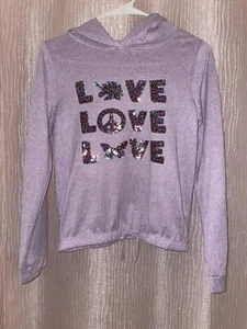 Girls Lavender Long Sleeve with Hoodie Size L 14 - Picture 1 of 7