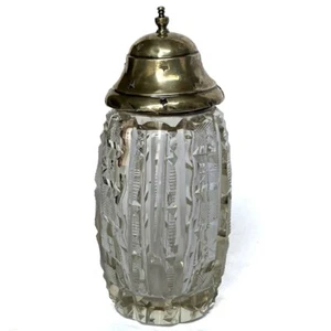 Antiguo echador de azúcar muffineer de vidrio de corte brillante americano de plata esterlina - Imagen 1 de 9