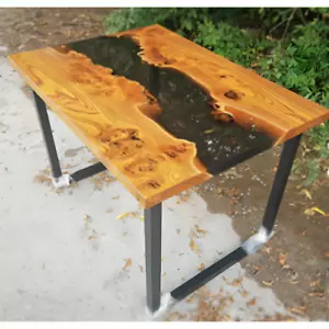 Black Epoxy Table Top/Resin Wooden Epoxy Table dinning table/Black coffee - Picture 1 of 2