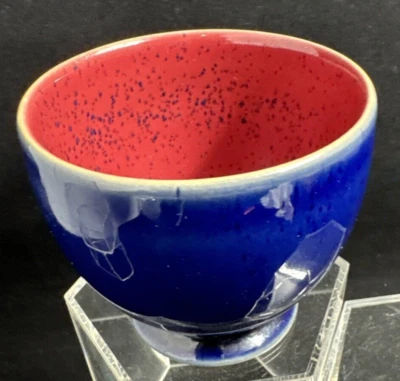 Tigela de açúcar aberta Denby Langley arlequim grés azul vermelho verde - Imagem 1 de 4